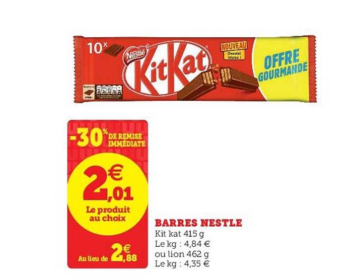 Barres Nestlé -30% De Remise Immédiate