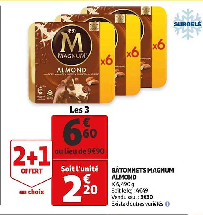 bâtonnets magnum almond  2+1 offert