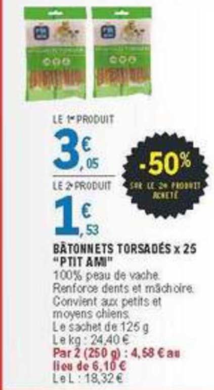 bâtonnets torsadés x25 ptit ami -50% sur le 2e produit acheté