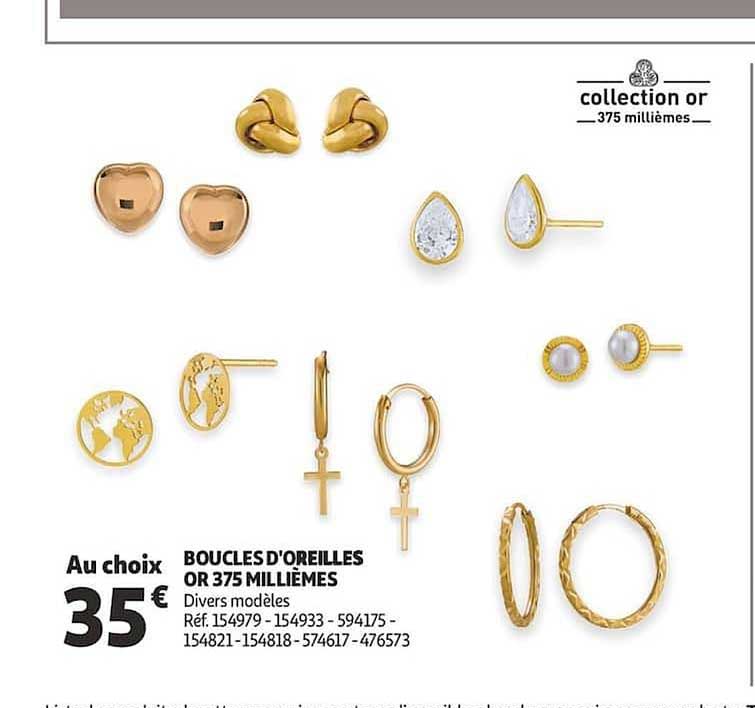 boucles d oreilles or 375 millièmes collection or