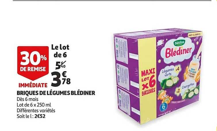 briques de légumes blédiner 30% de remise immédiate