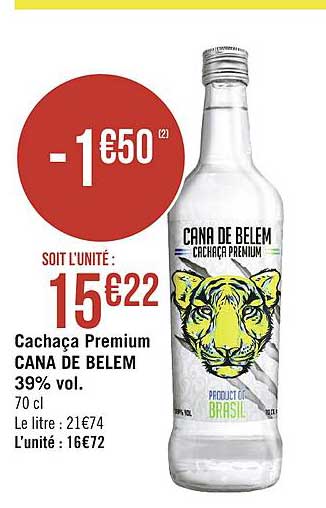 cachaça premium cana de belem 39% vol.