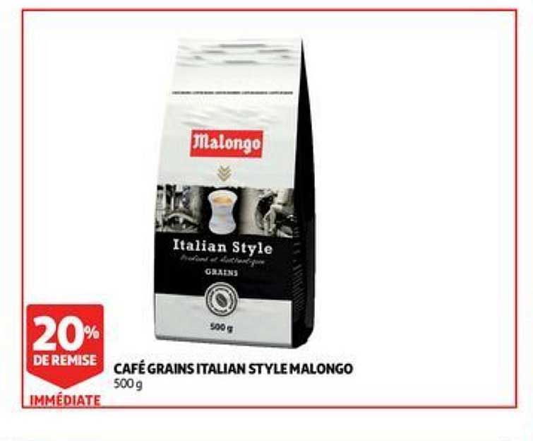 café grains italian style malongo  20% de remise immédiate