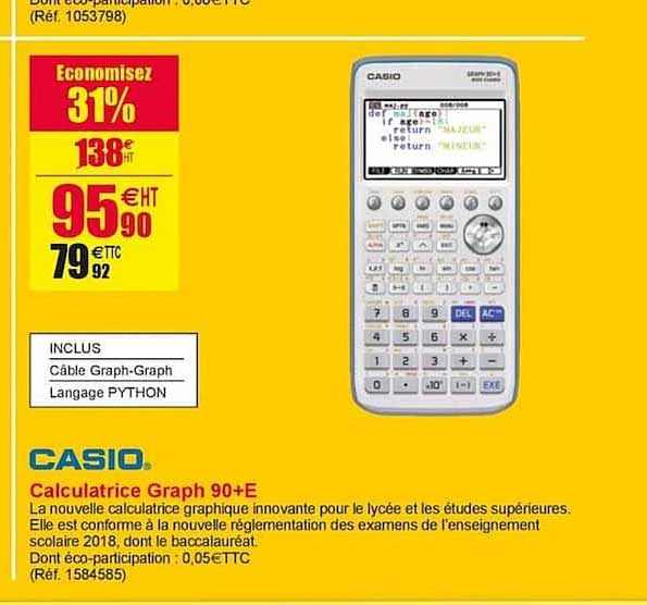 calculatrice graph 90+e casio