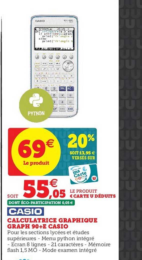 calculatrice graphique graph 90+e casio