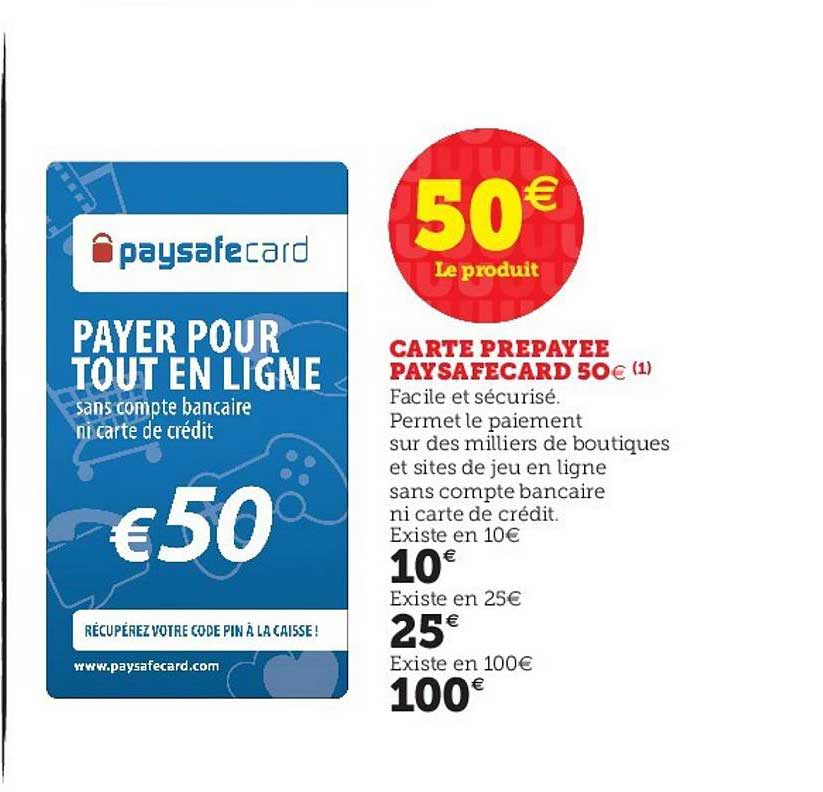 carte prépayée paysafecard 50