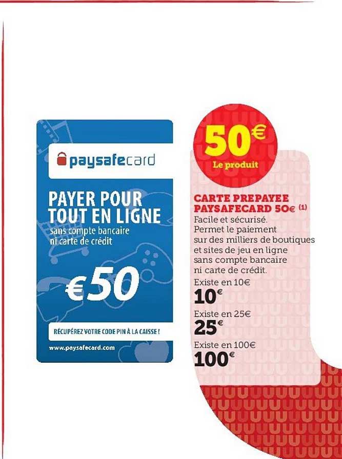 carte prépayée paysafecard 50€