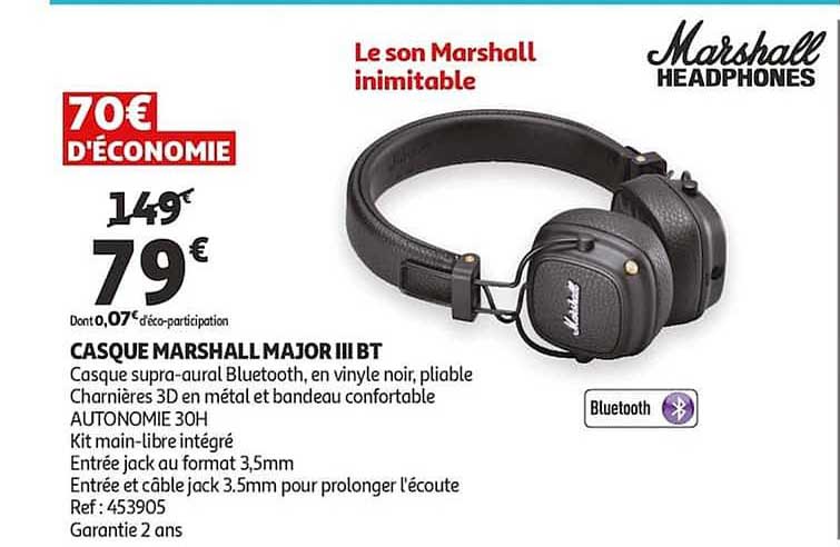casque marshall major iii bt