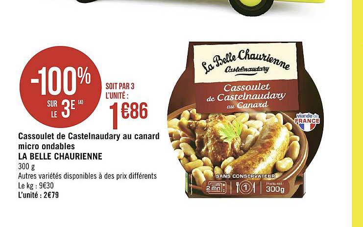 cassoulet de castelnaudary au canard micro ondables la belle chaurienne -100% sur le 3e