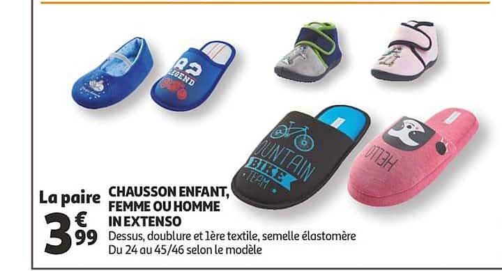 chausson enfant femme ou homme in extenso