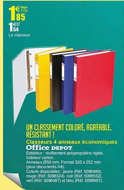 classeurs 4 anneaux économiques