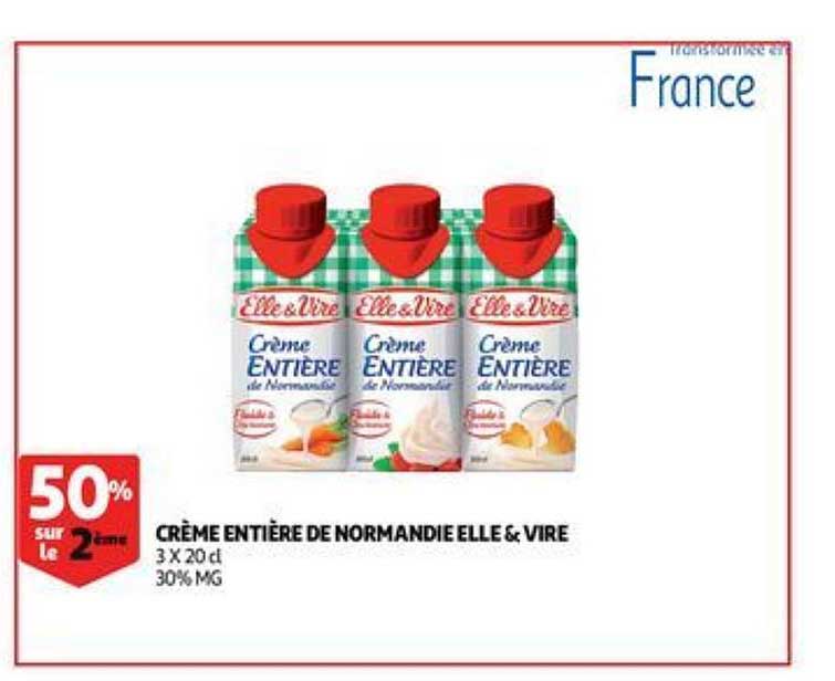 crème entière de normandie elle&vire 50% sur le 2e
