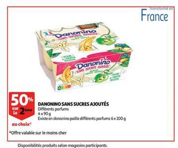 Danonino Sans Sucres Ajoutés  50% Sur Le 2e
