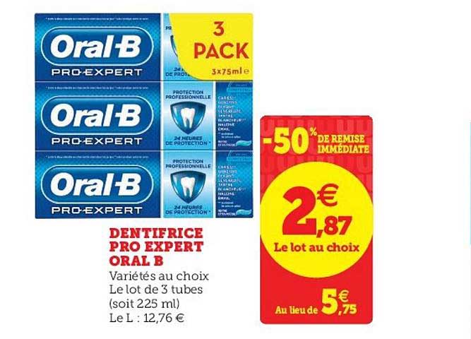 Dentifrice Pro Expert Oral B -50% De Remise Immédiate
