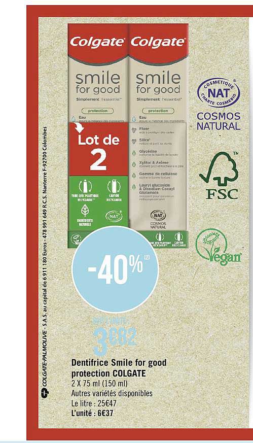 dentifrice smile for good protection colgate
