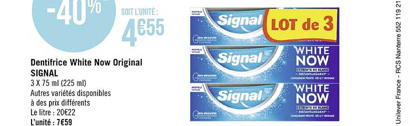 Dentifrice White Now Original Signal