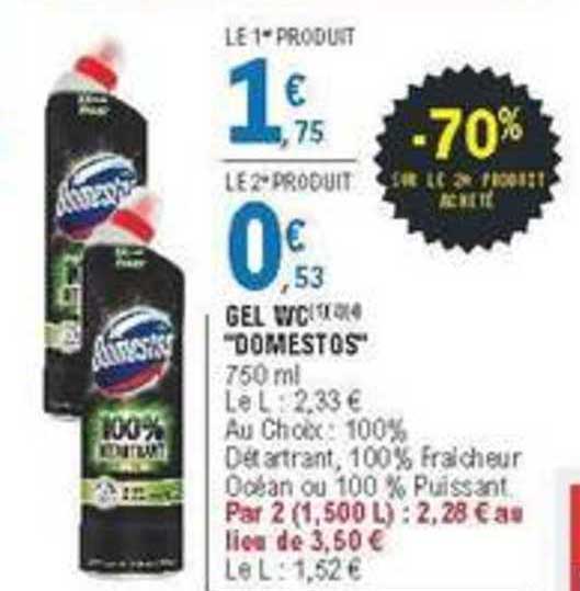 Domestos Gel Wc -70% Sur Le 2e Produit Acheté