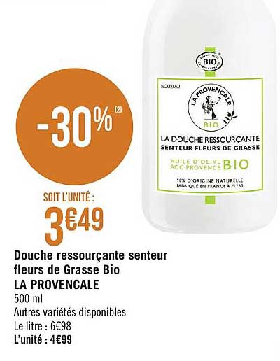 douche ressourçante senteur fleur de grasse la provençale bio