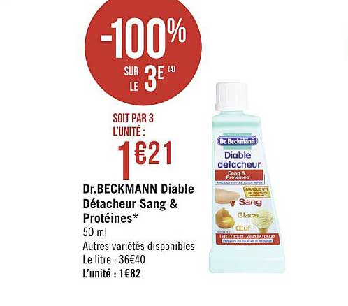 dr.beckmann diable détacheur sang & protéines -100% sur le 3e