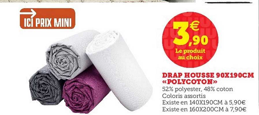 drap housse 90x190 cm polycoton