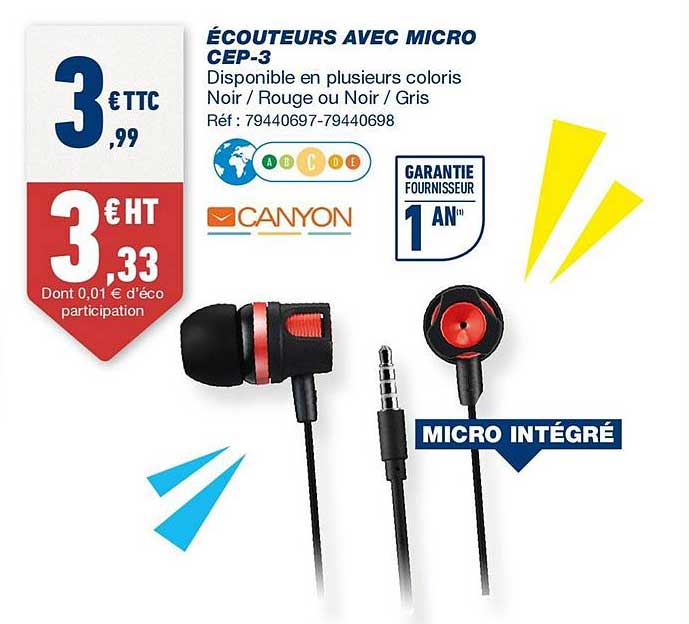 écouteurs avec micro cep 3 canyon