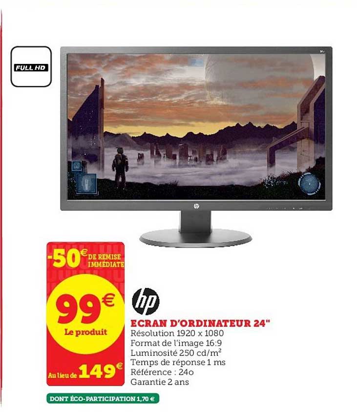 écran d'ordinateur 24" hp