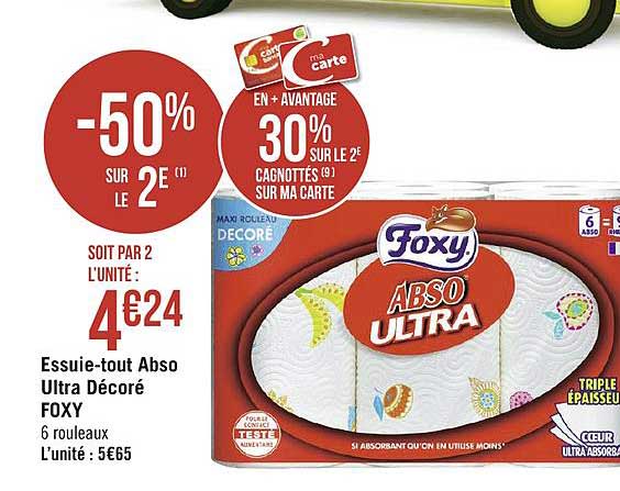 essuie tout foxy abso ultra décoré -50% sur le 2e