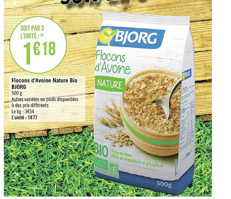 flocons d'avoine nature bjorg bio