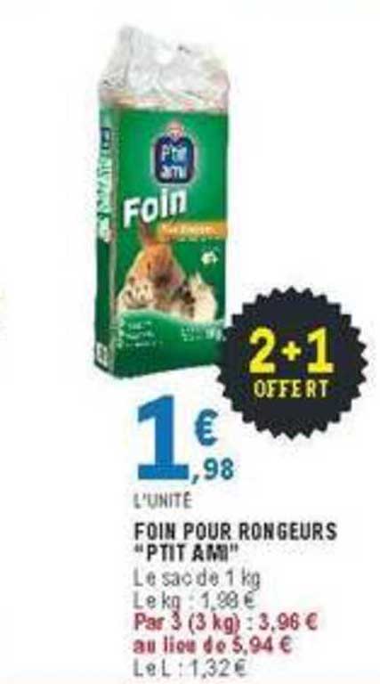 foin pour rongeurs ptit ami 2+1 offert