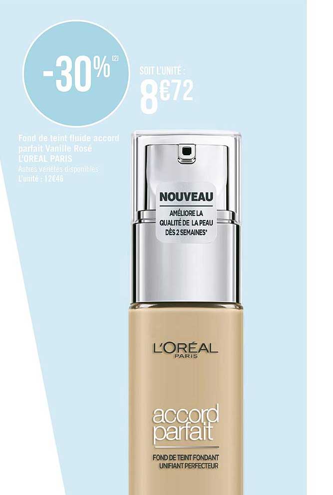 fond de teint fluide accord parfait vanille rosé l'oréal paris