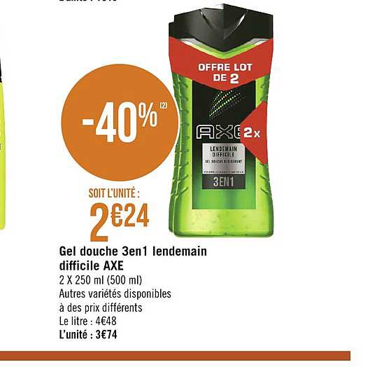 gel douche 3en1 axe lendemain difficile