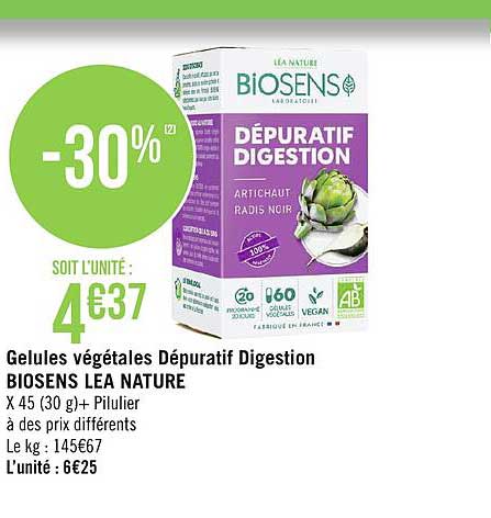 gélules végétales dépuratif digestion biosens lea nature