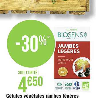 gélules végétales jambes légères biosens lea nature