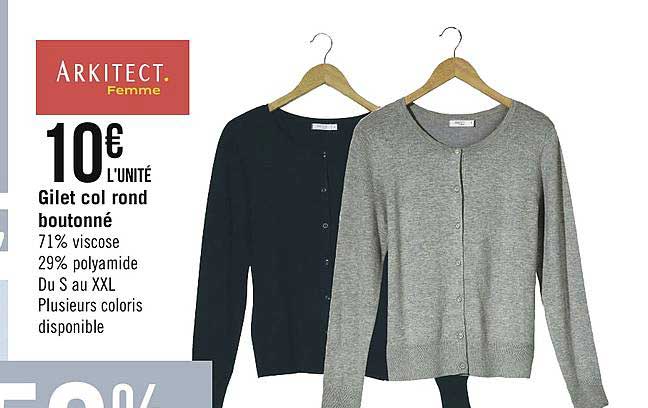 gilet col rond boutonné arkitect femme