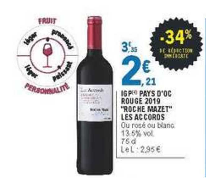 igp pays d'oc rouge 2019 roche mazet les accords -34% de remise immédiate