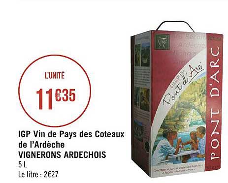 igp vin de pays des coteaux de l'ardèche vignerons ardechois pont d'arc
