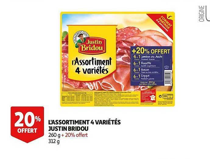 l assortiment 4 variétés justin bridou