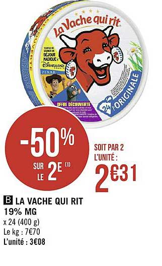 la vache qui rit 19% m.g. -50% sur le 2e
