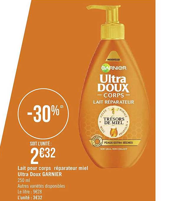 lait réparateur pour corps miel garnier ultra doux