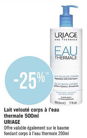 lait velouté corps à l'eau thermale 500ml uriage
