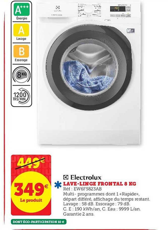 lave linge frontal 8 kg electrolux