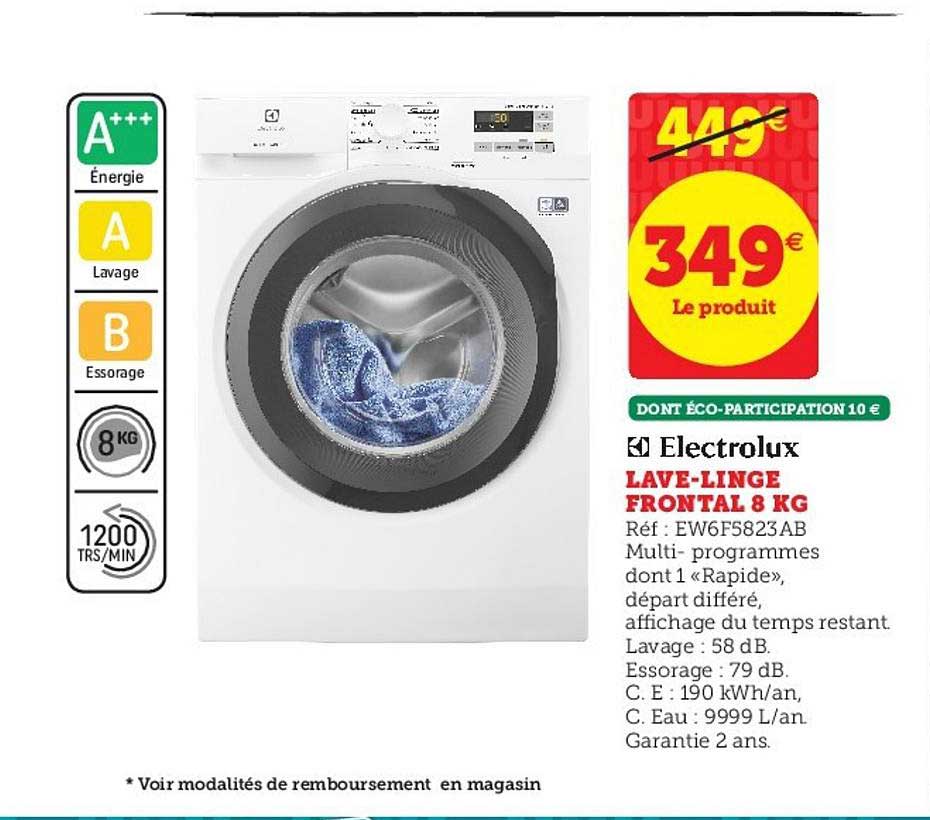 lave linge frontal 8 kg electrolux
