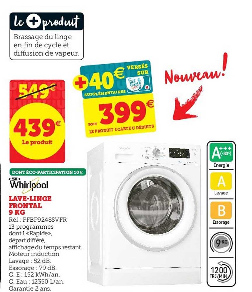 Lave Linge Frontal 9 Kg Whirlpool