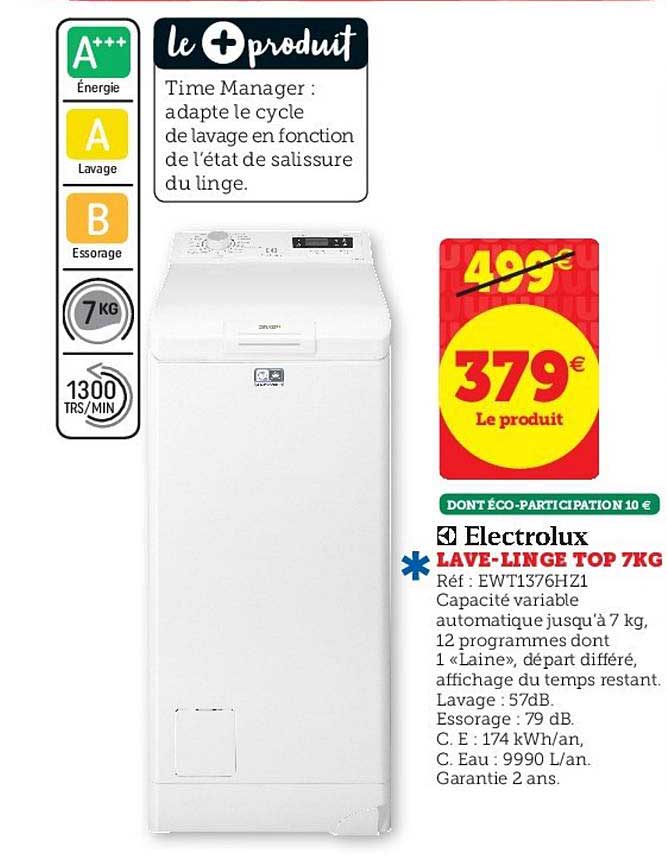 lave linge top 7kg electrolux