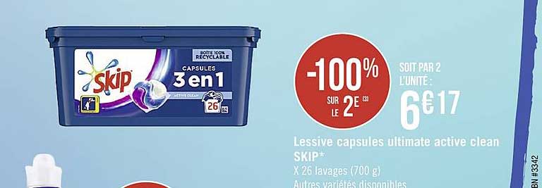 Lessive Capsules Ultimate Active Clean Skip -100% Sur Le 2e