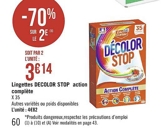 Lingettes Décolor Stop Action Complète -70% Sur Le 2e