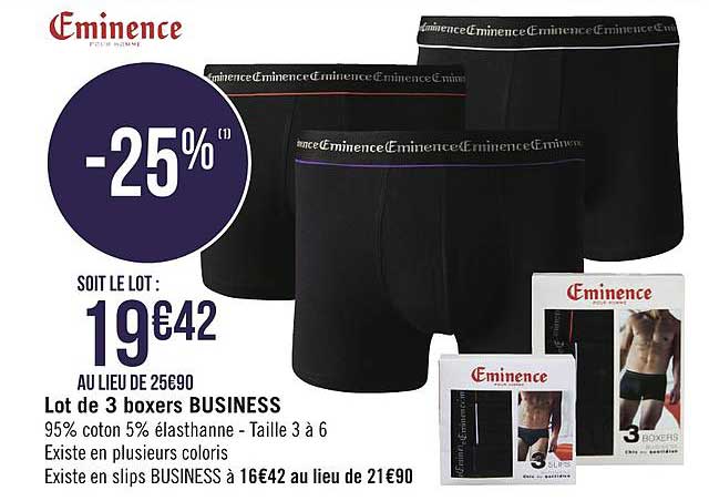 lot de 3 boxers business eminence