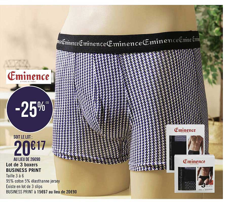 lot de 3 boxers business print eminence