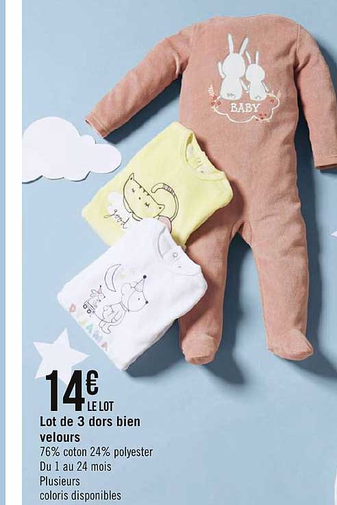 lot de 3 dors bien velours