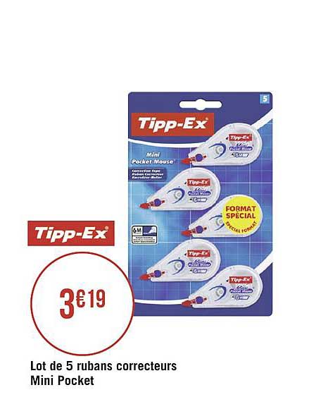 lot de 5 rubans correcteurs mini pocket tipp ex